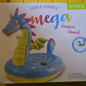 Sand & Summer Mega Dragon Island Inflatable Pool Float - Blue/Yellow